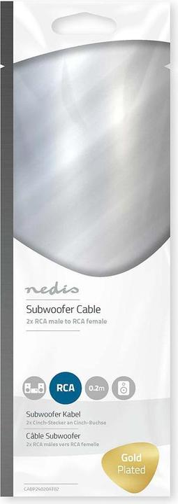 Actual product image Nedis Subwoofer cable 2 x cinch plug - cinch socket 0.2 m (0.20 m, Cinch)