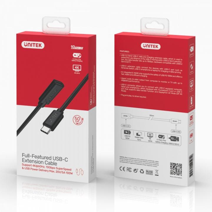 Actual product image Unitek USB USB-C to USB-C cable, 1.5 m black (C14086BK-1.5M) (1.50 m, USB 3.2 Gen 2)