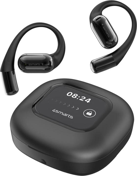 4smarts Open-Ear Bluetooth Kopfhörer SkyBuds AI Screen, Schwarz (28 h, Draadloze)