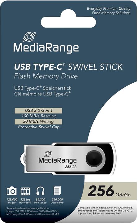 Actual product image MediaRange Swivel Stick (256 GB, USB 3.2)
