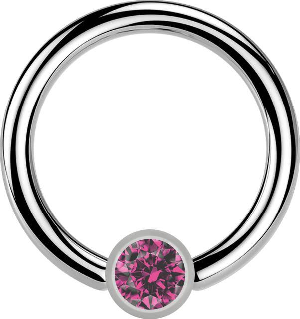 Produktbild Star Piercing Micro Ball Closure Ring silber und Kristall pink (Titan G23, ohne Messing)