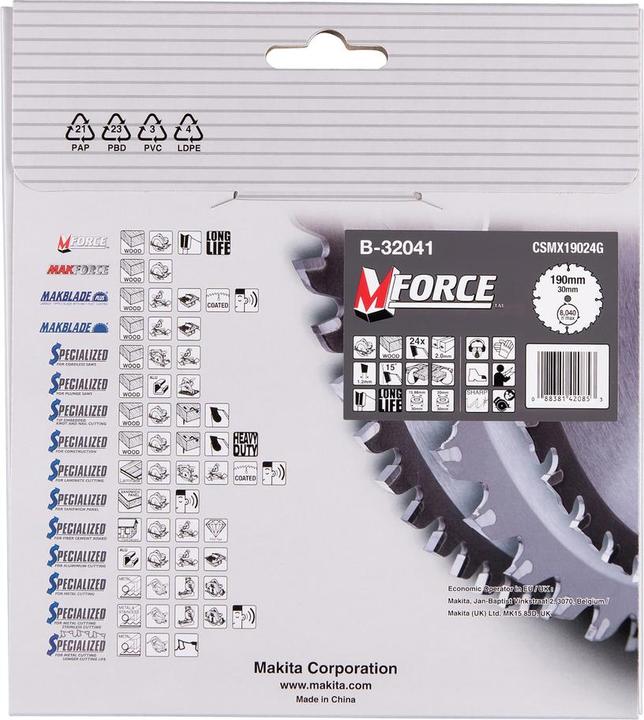 Actual product image Makita M-FORCE circular saw blade 190x30x