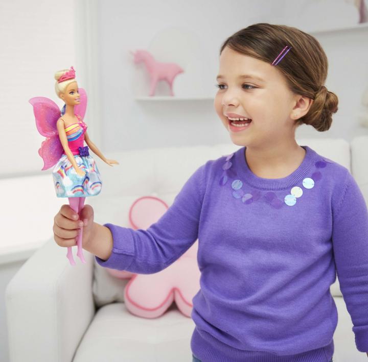 Image du produit Barbie Dreamtopia Royaume Arc-en-ciel Poupée magique fée des ailes (blonde)