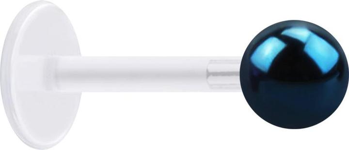 Star Piercing Micro Labret transparent mit Kugel dunkelblau (Bioflex, ohne Messing, Chirurgenstahl 316L)