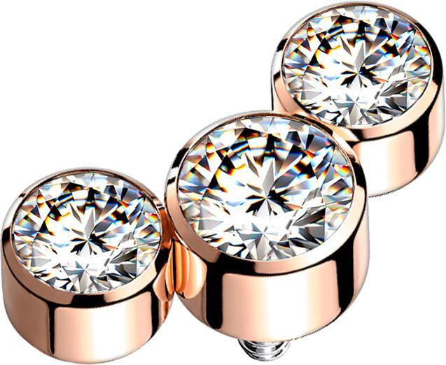 Produktbild Star Piercing Dermal Anchor rosegold drei Kristalle silber (ohne Messing, Chirurgenstahl 316L)