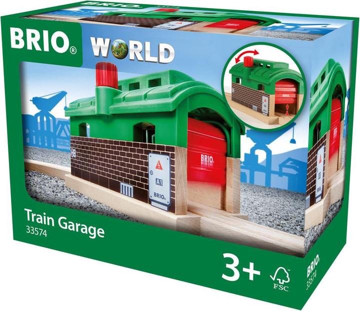 Actual product image Brio Locomotive shed with rolling gate