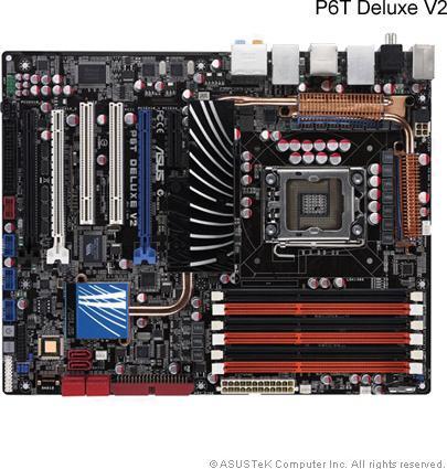 Actual product image ASUS P6T Deluxe V2, Intel X58, LGA 1366, SLI, CFX (LGA 1366, ATX)
