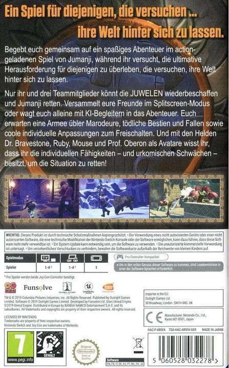 Actual product image Bandai Namco Jumanji: The video game (Switch, DE)