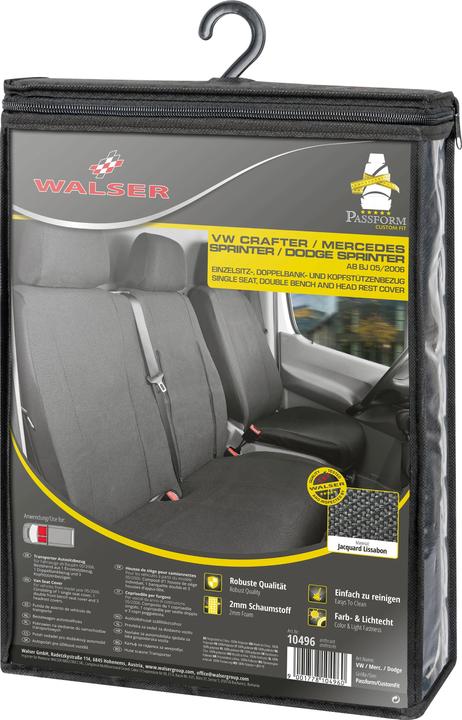 Image du produit Walser Housses de siège pour Mercedes Sprinter et VW Crafter, ES et DB avant en polyester BJ 05/2006 -