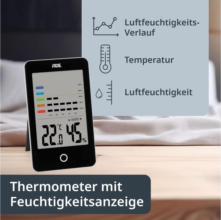 Actual product image ADE Thermo-/Hygrometer digital Schwarz, Funktionen