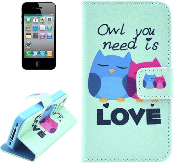 Produktbild König Design Handyhülle Tasche für Handy Apple iPhone 4 / 4s Eulen Paar Love (LG G4s, Apple iPhone 4)