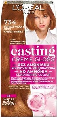 Actual product image L'Oréal Paris L'OREAL Casting Creme Gloss farba do włosów 734 Bursztynowy Miód (734 Amber Honey)