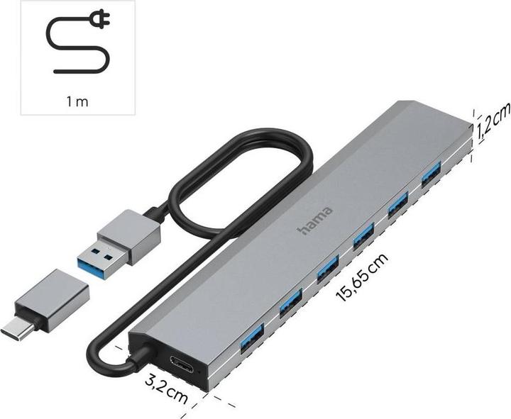 Actual product image Hama 7 Port USB-Hub (USB-C, 7 Ports)
