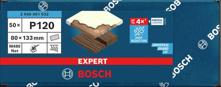 Actual product image Bosch Professional Zubehör Accessories 2608901632 Sanding net for orbital sander grit 120 (L x W) 133mm x 80mm 50pcs. (120)