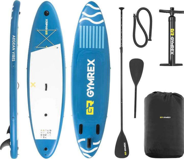 Produktbild Gymrex Stand Up Paddleboard SUP-Board aufblasbar 125 kg blau Doppelkammer (10'6")