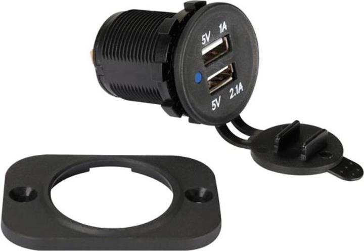 Actual product image Velleman FLUSH MOUNT USB CAR CHARGER (12-24 VDC IN,2 x 5 V OUT)
