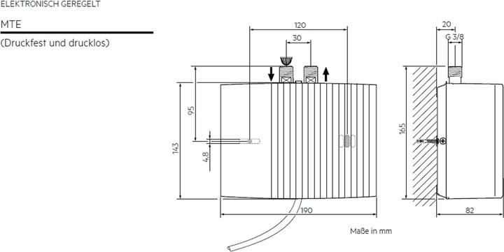 Actual product image AEG Haustechnik MTD 440 Small instantaneous water heater for hand basin, guest WC, 4.4 kW, fixed connection 230 V