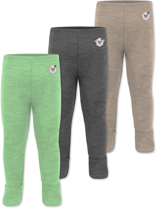 Actual product image Normani 3-pack baby merino pants with feet - 9543 (86)