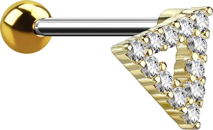 Star Piercing Micro Barbell 14k vergoldet Dreieck mit Kristallen (Chirurgenstahl 316L, Messing)