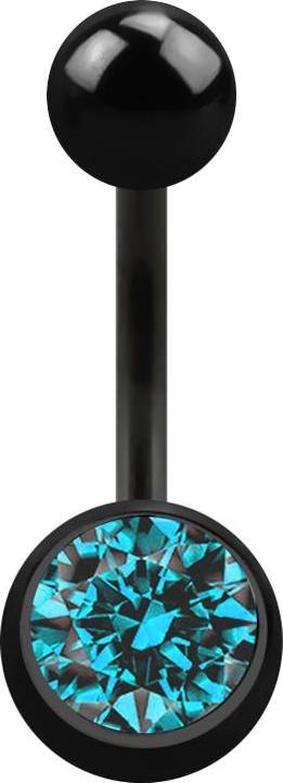 Produktbild Star Piercing Banane schwarz mit Kugel und Kugel Kristall aqua (ohne Messing, Chirurgenstahl 316L)