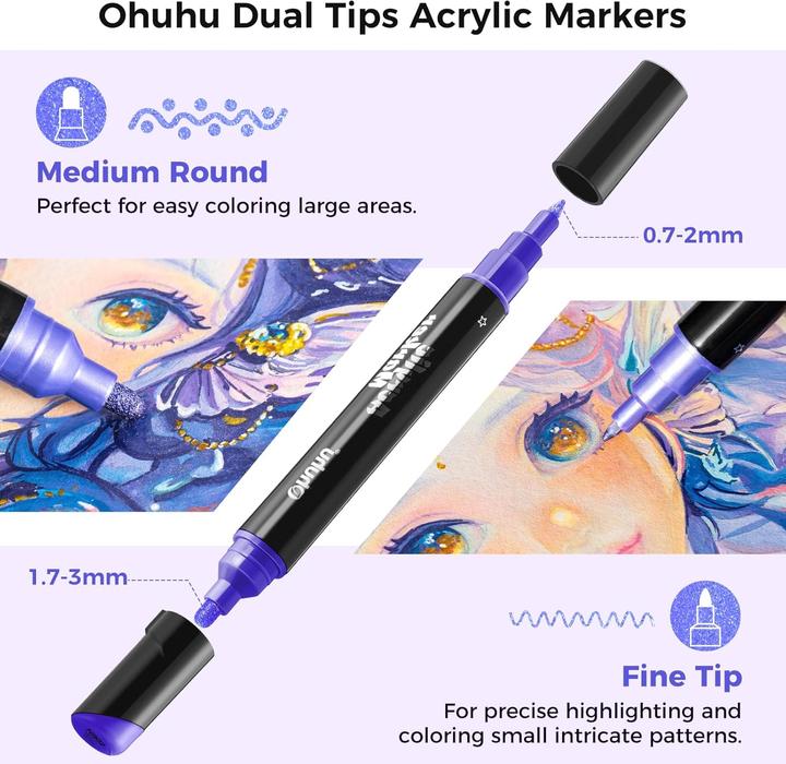 Actual product image Ohuhu Kakaako acrylic pencils (Gold, Silver, Bronze, Multicoloured, Metallic, Copper, 3 mm, 30 x)