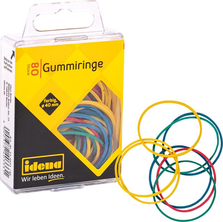 Idena Gummiringe 80 Stück farbig sortiert Ø 40mm (80 Stk.)