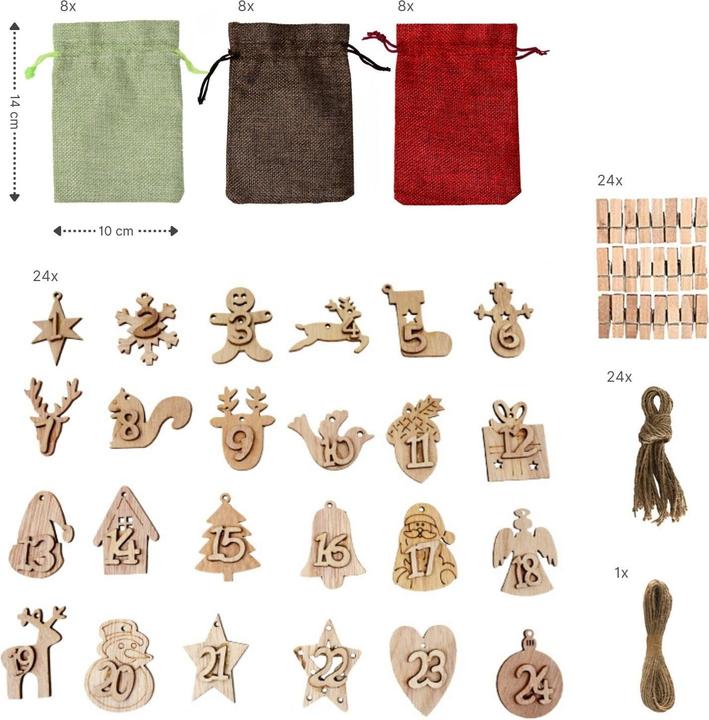 Image du produit Hermex Do-It-Yourself Calendrier de l'Avent Calendrier de Noël à remplir Sac en toile de jute