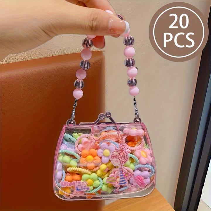 Produktbild Activity Board 20Pcs Sweet Style Harz Haargummis Set für Jugendliche, gemischte Farbe Pflanze Muster, sortierte