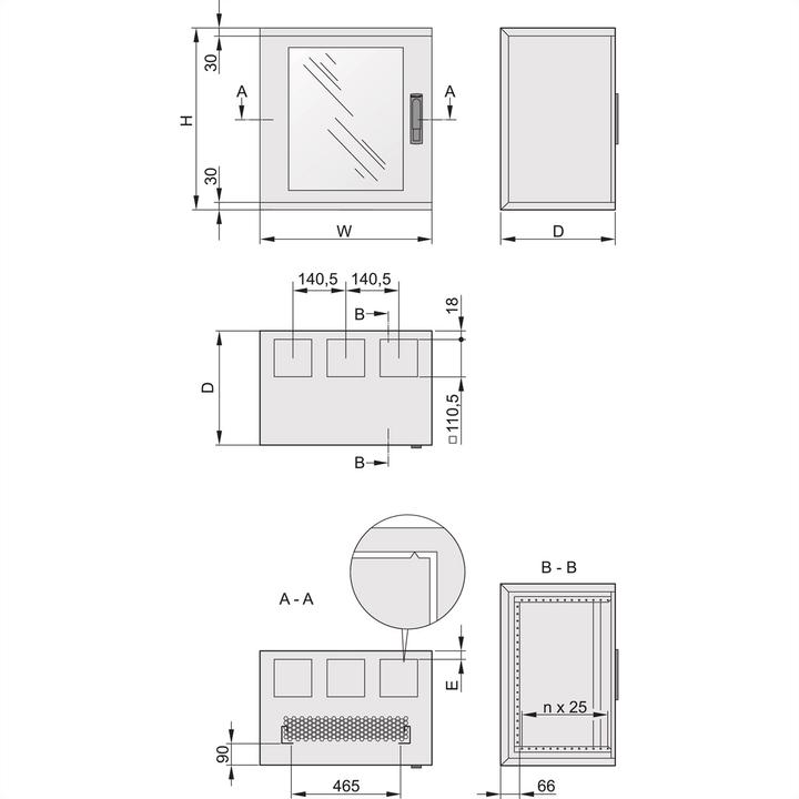 Image du produit Schroff EPCASE boîtier mural (16 HE, Rack 19 pouces)