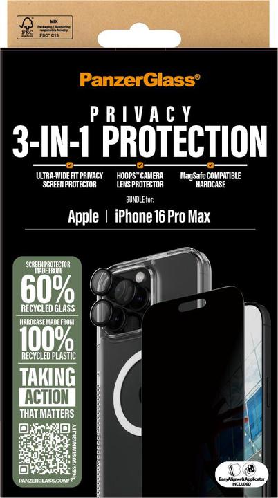 Productafbeelding PanzerGlass Privacy (1 Stuk, Apple iPhone 16 Pro Max)