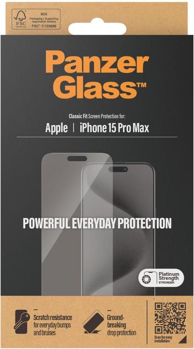 Produktbild PanzerGlass Screen Protector Classic Fit (1 Stück, Apple iPhone 15 Pro Max)