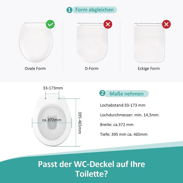 Image du produit Emke Abattant WC à fermeture douce, Forme O, Siège de toilette amovible, supporte jusqu'à 200kg, Blanc