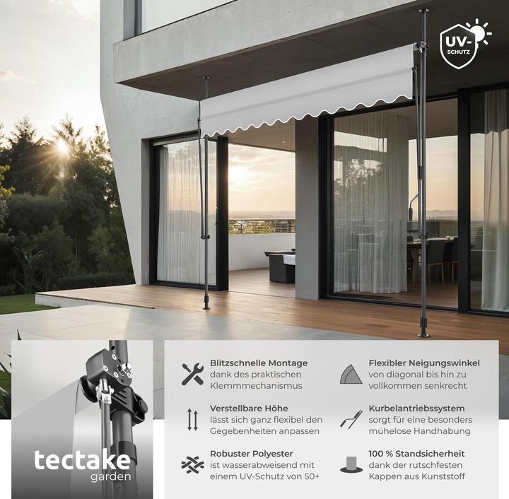 Image du produit tectake Tenda a morsetto con manovella, altezza regolabile (3 m)