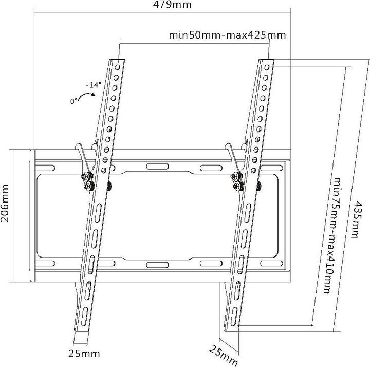 Actual product image equip Wall mount for Flat Screens 80,96cm - 139,15cm 32 inch - 55 inch inclinable VESA up to 35 Kg (Wall, 55", 40 kg)