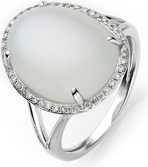 Produktbild Muau Ring 750/18K Weissgold Diamant 0.13ct. Mondstein 9.63ct. (54, 750/18 K Gold)