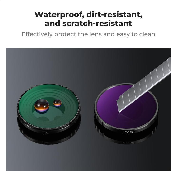 Produktbild K&F Concept 6pcs Filter Kit, CPL+ND8+ND16+ND32+ND64+ND256, HD, Anti-Reflection Green Coating, Waterproof and Scr (Osmo Action 4)