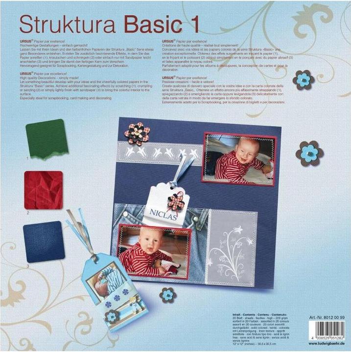 Image du produit Ursus Carton photo Basic 1, 30.5 x 30.5 cm, 20 feuilles (220 g/m², Quadrat)