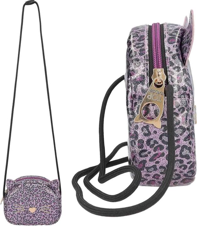 Produktbild Magni Depesche TOPModel Umhängetasche REBEL KITTY klein lila schwarz rosa 5x16x13cm