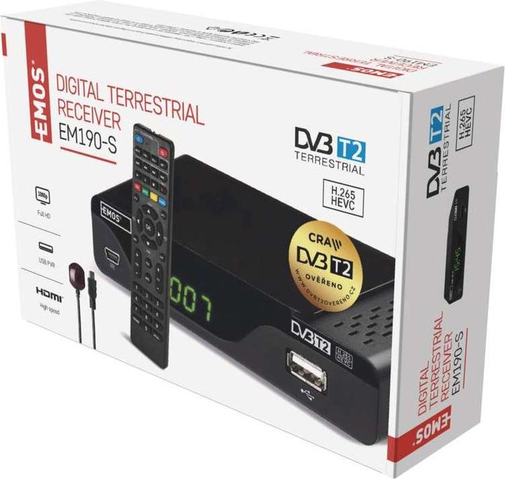 Actual product image Emos EM190-S HD HEVC H265 (DVB-T, DVB-T2, CI Shaft)