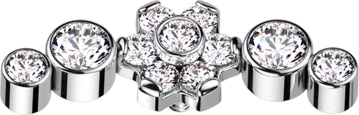 Produktbild Star Piercing Ring silber mit Herzkristall (Chirurgenstahl 316L, ohne Messing)