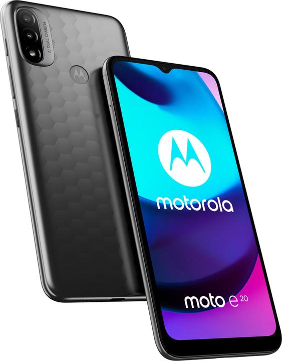 Produktbild Motorola Moto e20 (32 GB, Graphite gray, 6.50", Hybrid Dual SIM, 13 Mpx, 4G)