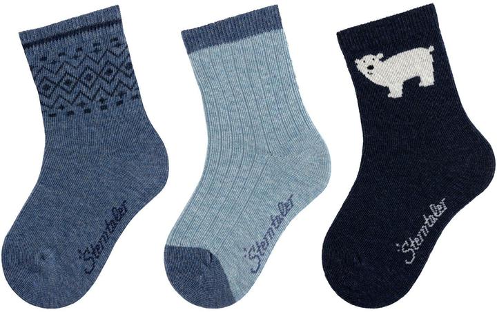 Produktbild Sterntaler Socken 3er Set Eisbär Tintenblau Mélange Gr. 30 (3er Pack, 30)