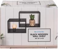 Image du produit Ootb Étagère murale en bois noir, lot de 2 (17 x 13 x 9 cm)