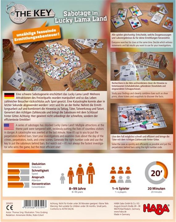 Actual product image Haba The Key - Sabotage in Lucky Lama Land (German, French, Italian, English)