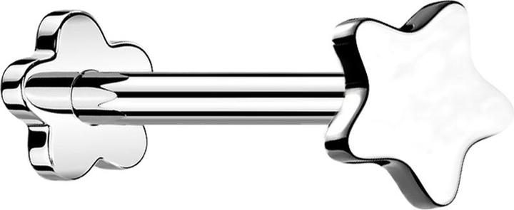 Produktbild Star Piercing Micro Labret Innengewinde vergoldet fünf Kristalle silber (ohne Messing, Chirurgenstahl 316L)