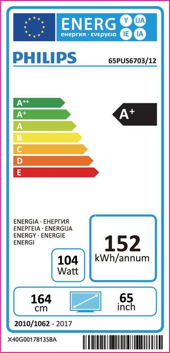 Energie-Label Philips 65PUS6703/12 (65", LCD, 4K, 2018)