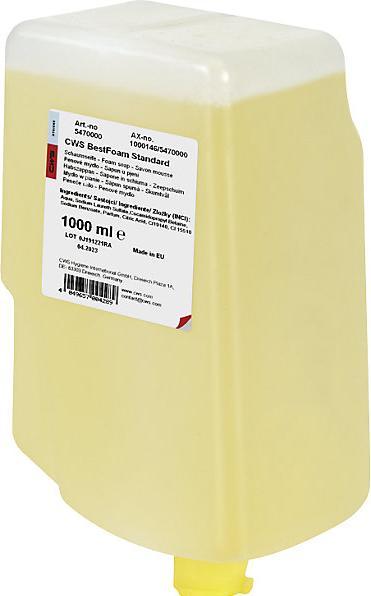 Image du produit CWS Savon mousse, lot de 12 bouteilles de 1 l, standard, jaune. (Savon liquide, 1000 ml)