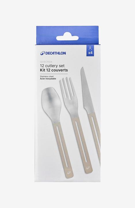 Image du produit Quechua Kit de 12 couverts de camping en acier inox 4 couteaux 4 fourchettes 4 cuillères