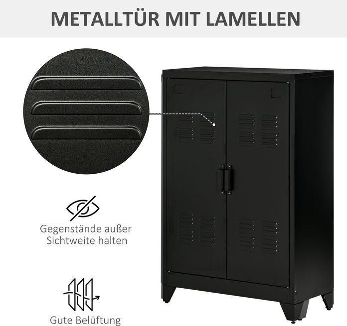 Image du produit Swisshandel24 Sideboard Armoire à dossiers avec portes à lamelles Armoire à vêtements Armoire de stockage avec (75 x 33 x 110 cm)