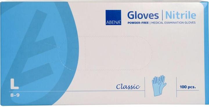 Produktbild Abena Classic Nitrilhandschuhe L 240mm puderfrei unsteril blau 100 Stk (L)